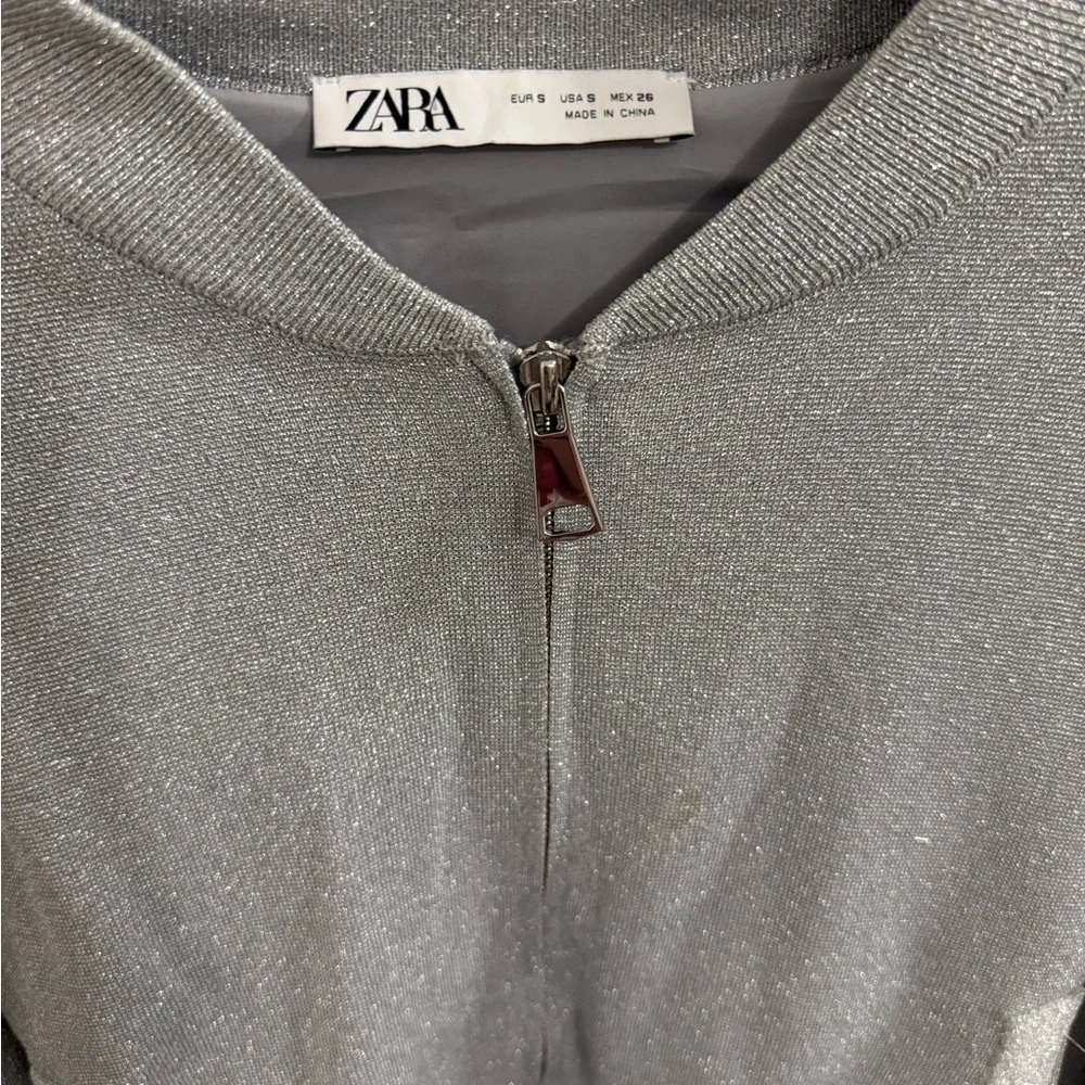 Zara Silver Bomber Jacket for Women